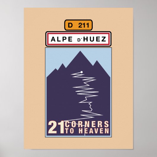 POSTER ALPE D'HUEZ 21 COINS (Devant)
