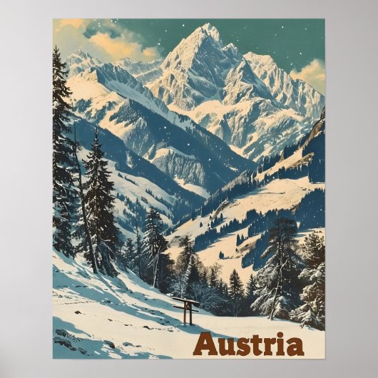 Poster Alpes Autriche Vintage (Devant)