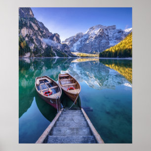 Poster Alpes de dolomite du lac   Braies, Italie