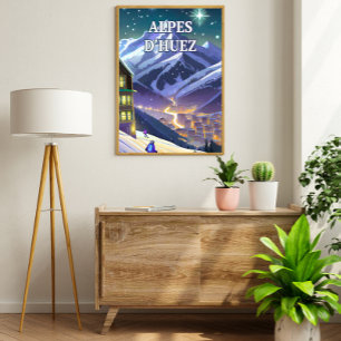 Poster Alpes d'Huez : Ascension Éblouissante au Cœur des