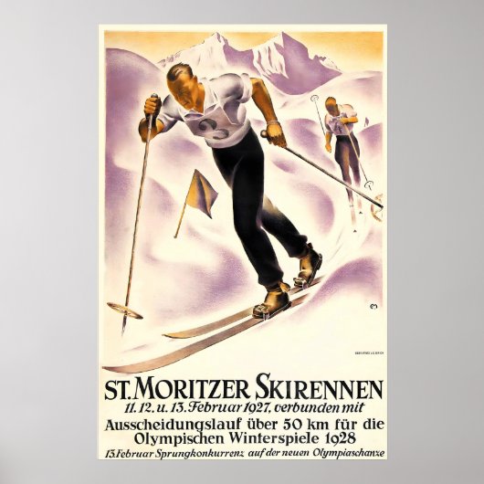 Poster Alpes Ski de fond Saint Moritz (Devant)