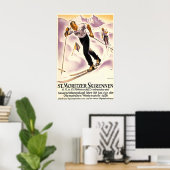 Poster Alpes Ski de fond Saint Moritz (Bureau à domicile)