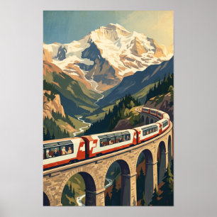 Poster Alpes suisses Suisse Voyage en train vintage