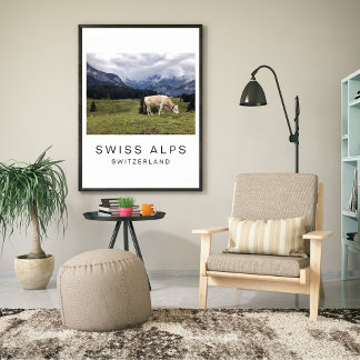 Poster Alpes suisses Vache Suisse Photographie de voyage