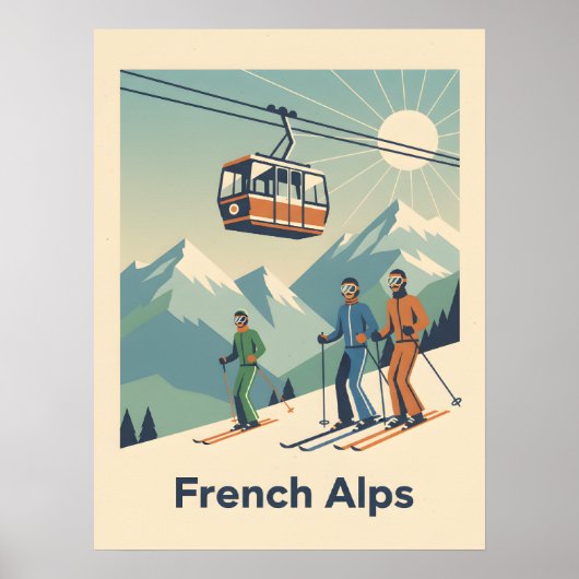 Poster Alpes vintages : Mi-Siècle (Devant)