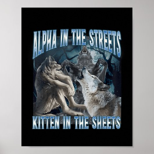 Poster Alpha Dans Les Rues Kitten Dans Les Feuilles Drôle (Devant)