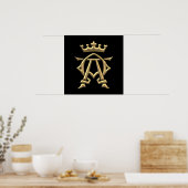 Poster Alpha et oméga "3D" dorés avec symbole de la Couro (Cuisine)