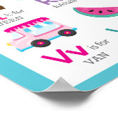 Poster Alphabet A à Z Enfants Nourriture bébé en bleu (Coin)