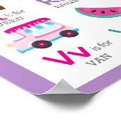 Poster Alphabet A à Z Enfants Nourriture bébé sur pourpre (Coin)