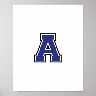 Poster Alphabet A en bleu