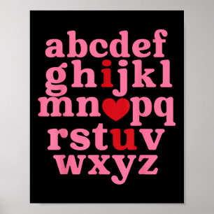 Poster Alphabet Abc I Love You Heart Funny Valentines Day