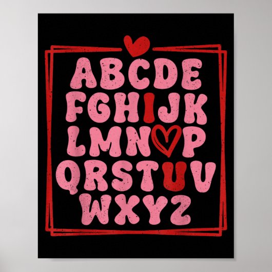 Poster Alphabet Abc I Love You Valentines Day Heart (Devant)