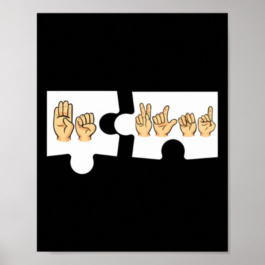 Poster Alphabet American Sing Langue Asl Enseignant Be Ki (Devant)