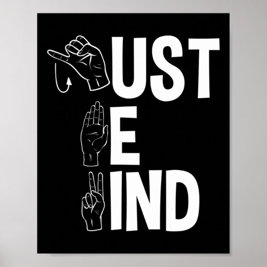 Poster Alphabet American Sing Langue Asl Enseignant Just  (Devant)