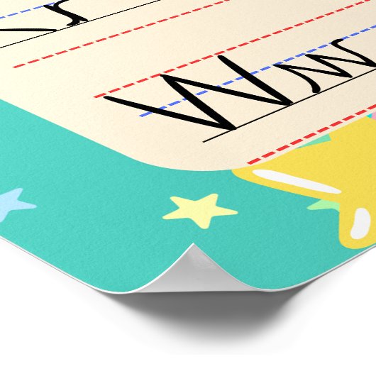 Poster Alphabet anglais cursif - Pop rétro (Coin)