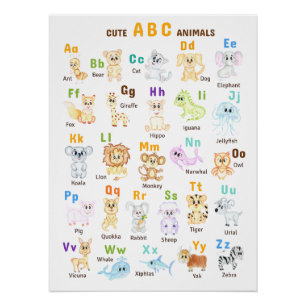 Poster Alphabet Animal ABC Mets animaux