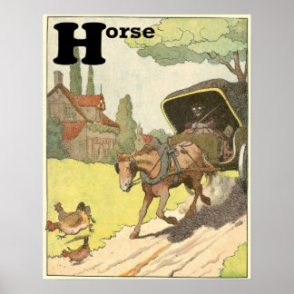 Poster Alphabet animal du cheval de Trot