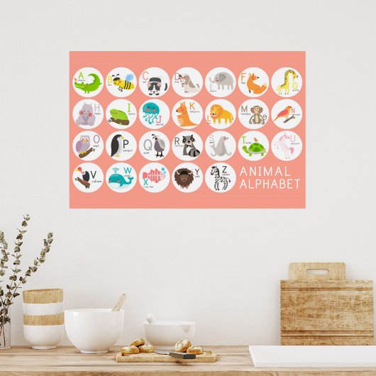 Poster Alphabet animal mignon (Cuisine)