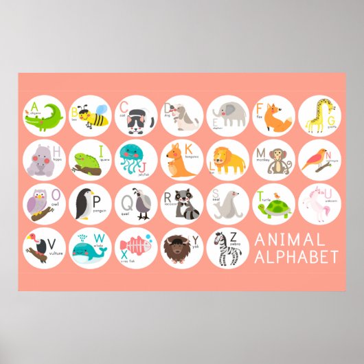 Poster Alphabet animal mignon (Devant)