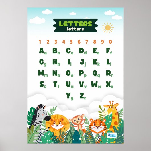 Poster Alphabet avec des Animaux Mignons (Devant)