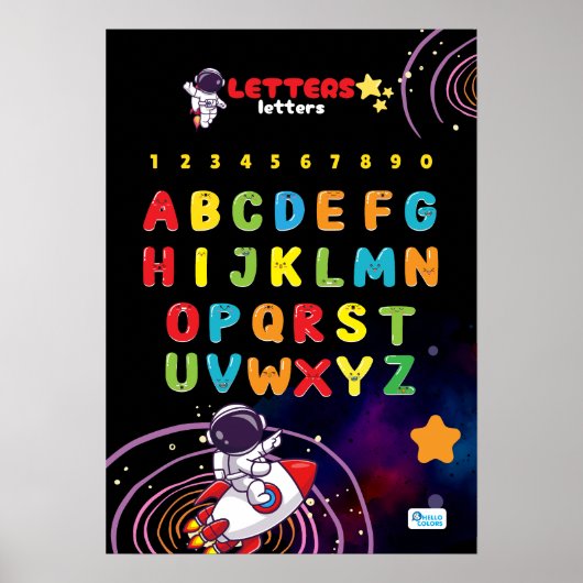 Poster Alphabet avec espace extra-atmosphérique (Devant)