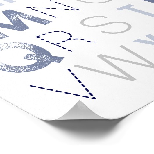 Poster Alphabet bleu ABC Boy Nursery Decor (Coin)