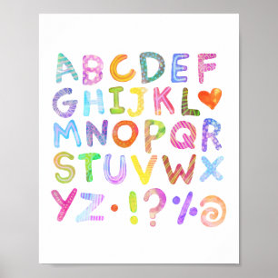 Poster Alphabet couleur aquarelle