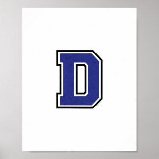 Poster Alphabet D en bleu