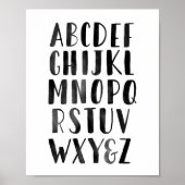 Poster Alphabet d'aquarelle noire ABC Décor de pépinière (Devant)