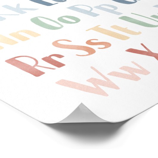 Poster Alphabet d'aquarelle Rainbow (Coin)