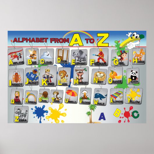 Poster alphabet de grammaire anglaise (Devant)