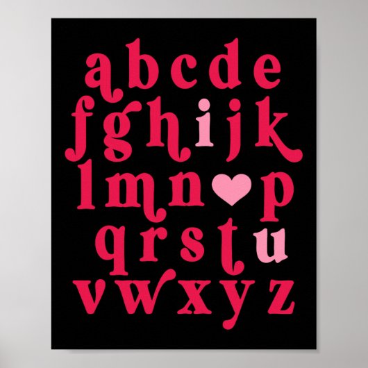 Poster Alphabet de la Saint-Valentin Abc Je T'aime Profes (Devant)