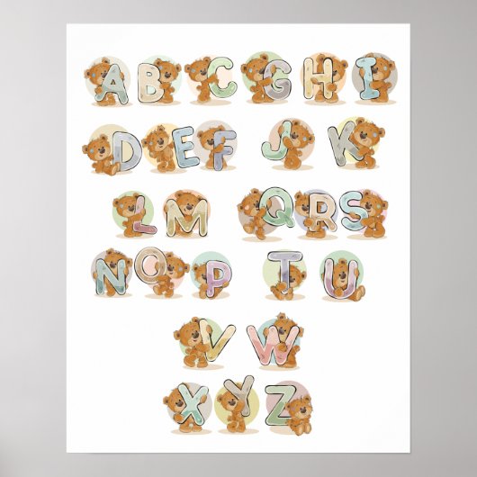 Poster Alphabet de Teddy Bear (Devant)