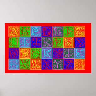 Poster Alphabet décoratif Vintage Pop Art