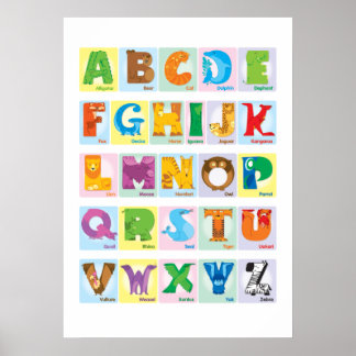 Poster Alphabet des Animaux - Carrés