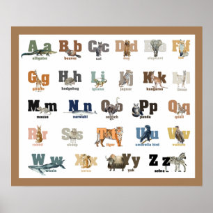 Poster Alphabet des Animaux  Nourrissons et Enfants 24 x 