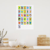 Poster Alphabet des animaux - Style cartes flash (Cuisine)