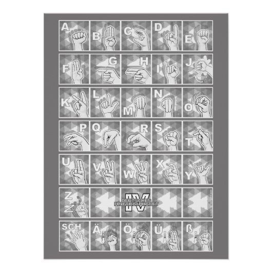 Poster Alphabet digital allemand 4 - gris / (Devant)