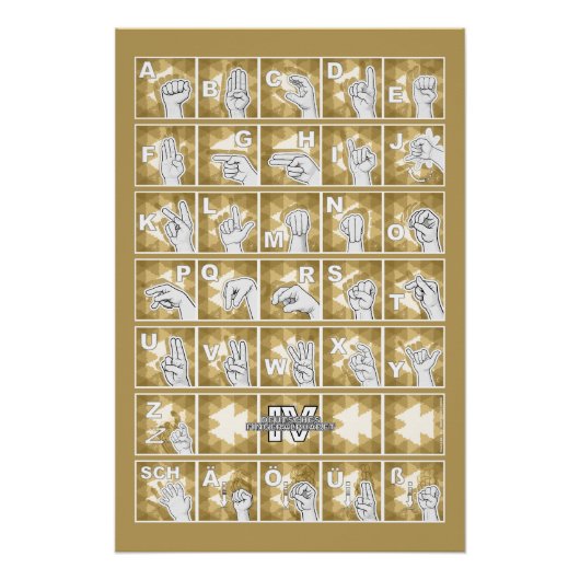 Poster Alphabet digital allemand 4 - jaune / (Devant)