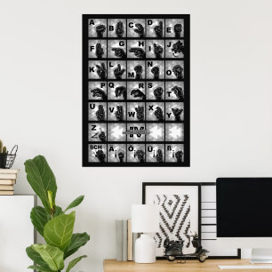 Poster Alphabet digital allemand 4 - noir /