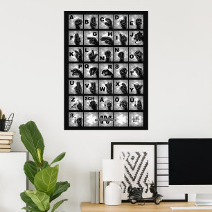 Poster Alphabet digital allemand 4 - noir /