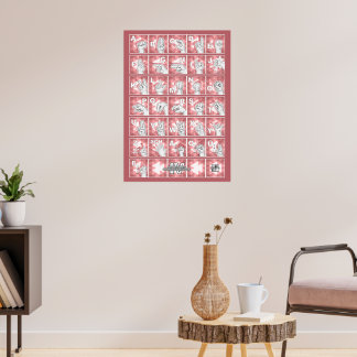 Poster Alphabet digital allemand 4 - rouge /