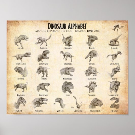 Poster alphabet dinosaure (Devant)