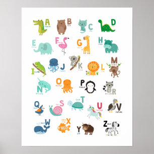 Poster Alphabet Doodle Animalier