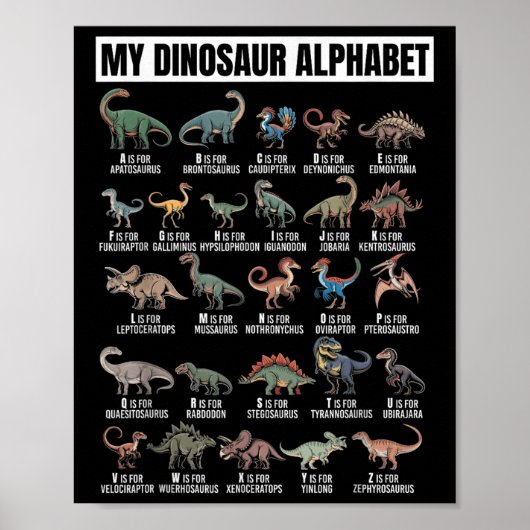 Poster Alphabet drôle de dinosaure Abc pour garçons amate (Devant)