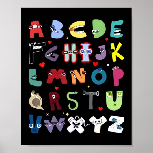 Poster Alphabet drôle de la lore de A à Z lettre Hi pour (Devant)
