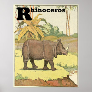 Poster Alphabet du livre de contes Rhinoceros