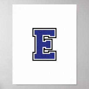 Poster Alphabet E en bleu
