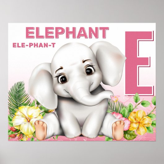 Poster Alphabet Elephant Safari (Devant)
