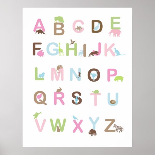 Poster alphabet en rose et marron (Devant)